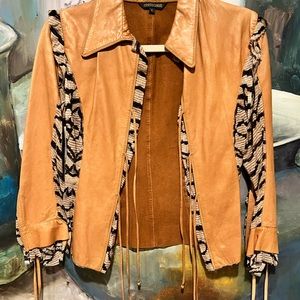 Roberto Cavalli leather and silk jacket